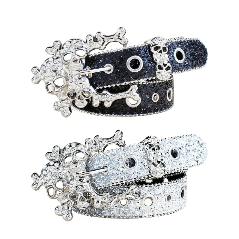 Glittering Punk PU Leather Waist Belt with Crystal Buckle for Western Cowgirls
Glittering Punk PU Leather Waist Belt with Crystal Buckle for Western Cowgirls