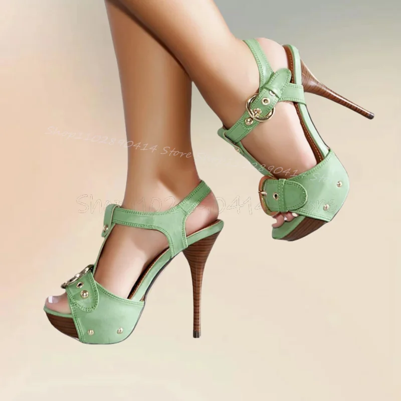 Green Buckle Rivets Wooden Heel Platform Sandals Ankle Buckle Strap Women Shoes Thin High Heels Novel 2024 Zapatos Para Mujere
Green Buckle Rivets Wooden Heel Platform Sandals Ankle Buckle Strap Women Shoes Thin High Heels Novel 2024 Zapatos Para Mujere