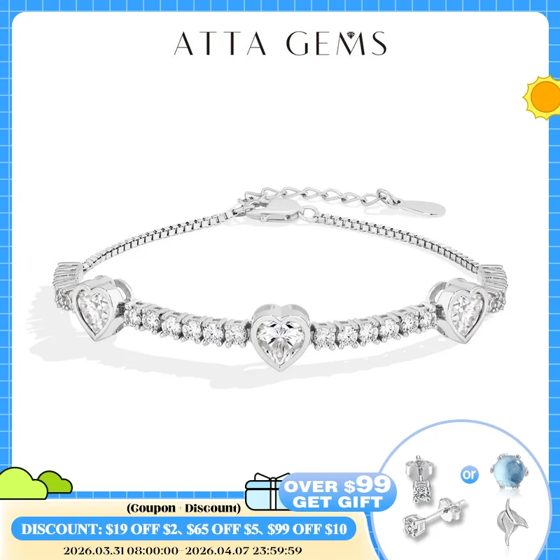 ATTAGEMS Heart Shaped Moissanite Bracelet for Women S925 Sterling Silver Adjustable Tennis Chain Gold Plated Trendy Fine Jewelry
ATTAGEMS Heart Shaped Moissanite Bracelet for Women S925 Sterling Silver Adjustable Tennis Chain Gold Plated Trendy Fine Jewelry