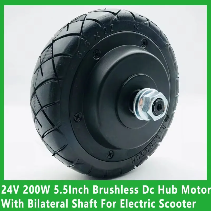24V 200W 5.5Inch Brushless Dc Hub Motor With Bilateral Shaft And Gearless Solid Tires For Electric Scooter
24V 200W 5.5Inch Brushless Dc Hub Motor With Bilateral Shaft And Gearless Solid Tires For Electric Scooter