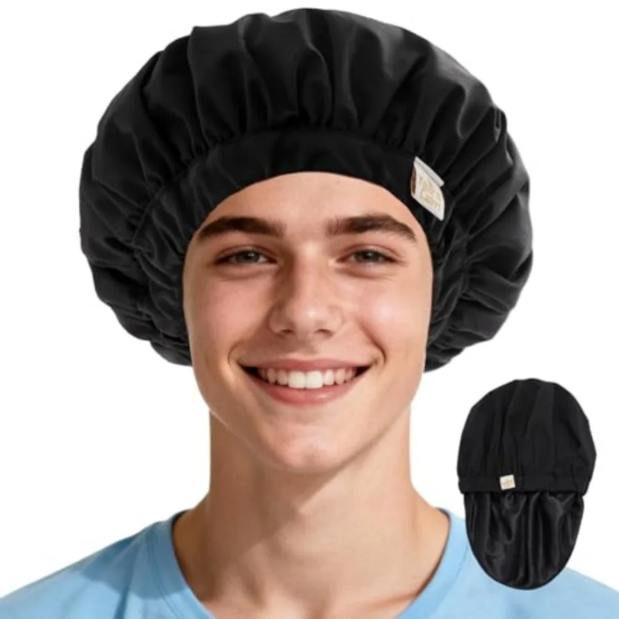 Shower Cap for Men Waterproof Reusable - Fashion Dual-Layer Design, Adjustable Elastic Band for Long and Curly Hair, XL Bath an
Shower Cap for Men Waterproof Reusable - Fashion Dual-Layer Design, Adjustable Elastic Band for Long and Curly Hair, XL Bath an