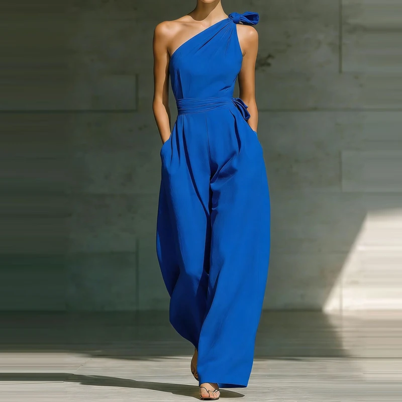 Женский модный комбинезон с завязками на талии, повседневный, без рукавов, с широкими штанинами, для вечеринок, сексуальный, с асимметричным вырезом на плече, драпированный, длинный комбинезон
Женский модный комбинезон с завязками на талии, повседневный, без рукавов, с широкими штанинами, для вечеринок, сексуальный, с асимметричным вырезом на плече, драпированный, длинный комбинезон