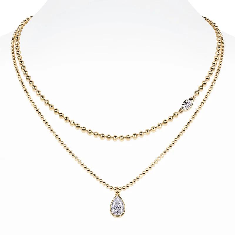 IsRainy 18K Gold Plated 925 Silver 8x12mm Pear Cut Moissanite Necklace, GRA Certified Multi-Layer Bead Chain, Fine Jewelry Gift
IsRainy 18K Gold Plated 925 Silver 8x12mm Pear Cut Moissanite Necklace, GRA Certified Multi-Layer Bead Chain, Fine Jewelry Gift