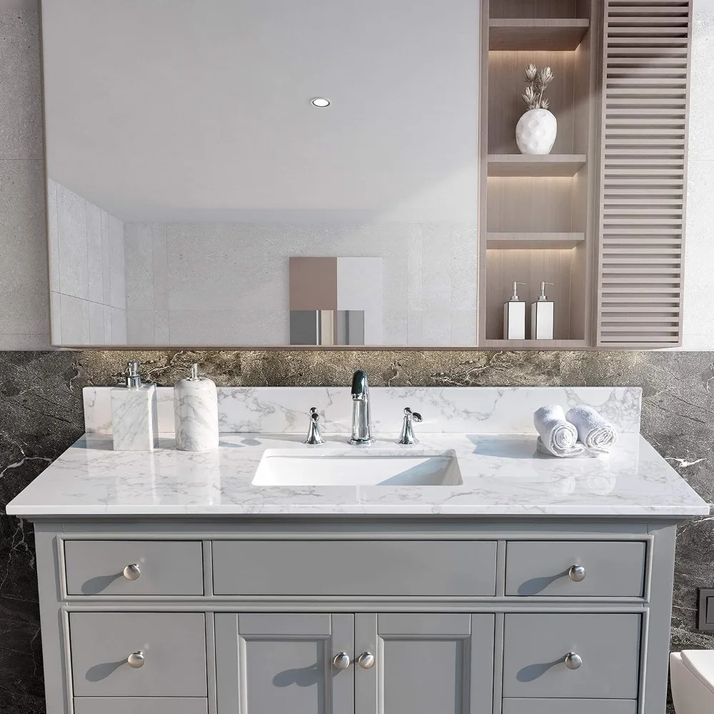 49 x 22 inch Vanity Top Engineered Stone Bathroom Vanity Sink Top Double Rectangle Under-mount Ceramic Sink with 3 Faucet Holes
49 x 22 inch Vanity Top Engineered Stone Bathroom Vanity Sink Top Double Rectangle Under-mount Ceramic Sink with 3 Faucet Holes