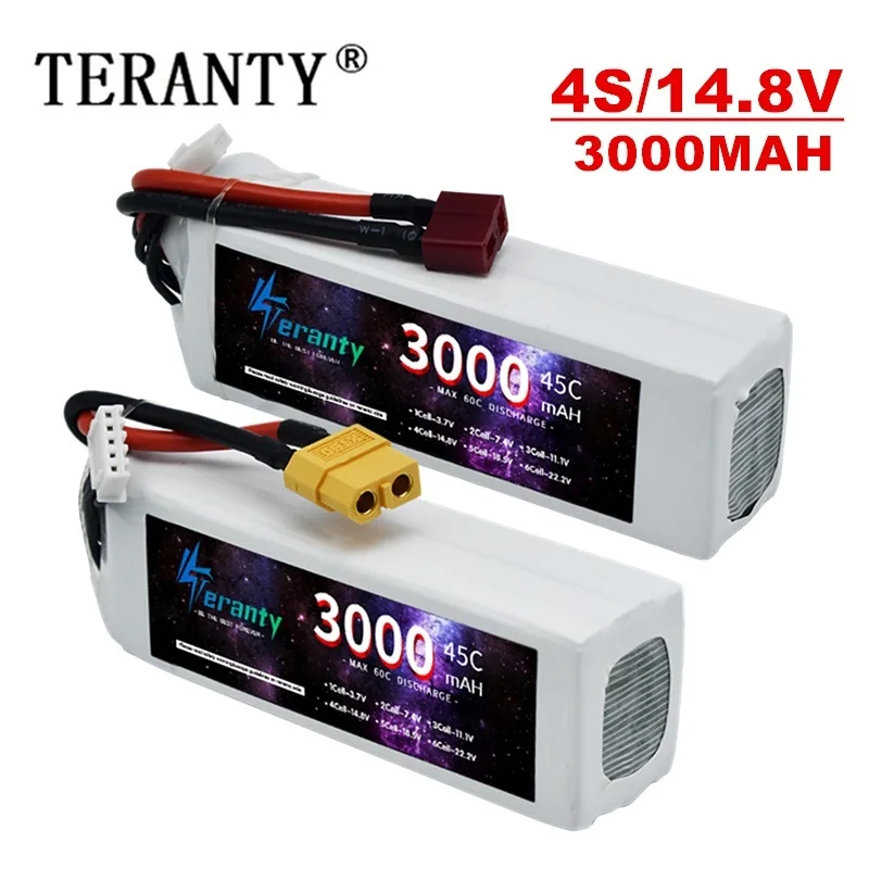 TERANTY 14.8V 3000mAh 4S 45C LiPo Battery Pack with Deans T Plug XT60 XT30 for Aircraft Crawler Truck Airplane Helicopter
TERANTY 14.8V 3000mAh 4S 45C LiPo Battery Pack with Deans T Plug XT60 XT30 for Aircraft Crawler Truck Airplane Helicopter