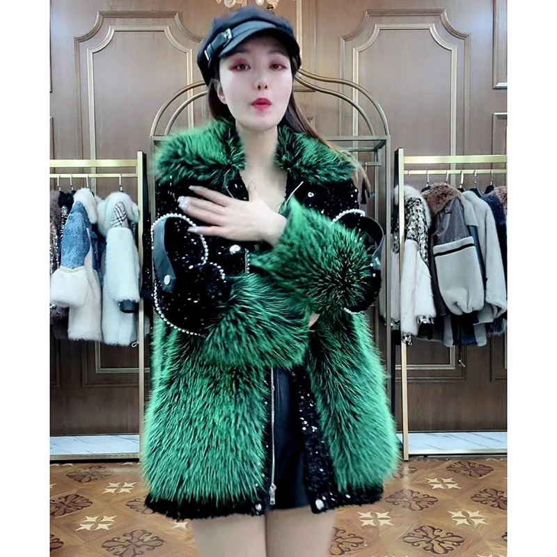 Fox Fur Jacket for Women, Cotton-Padded Jacket, Fur Collar Coat, Warm Overcoat, Imitation Fur, Winter Fashion, 6XL, New
Fox Fur Jacket for Women, Cotton-Padded Jacket, Fur Collar Coat, Warm Overcoat, Imitation Fur, Winter Fashion, 6XL, New