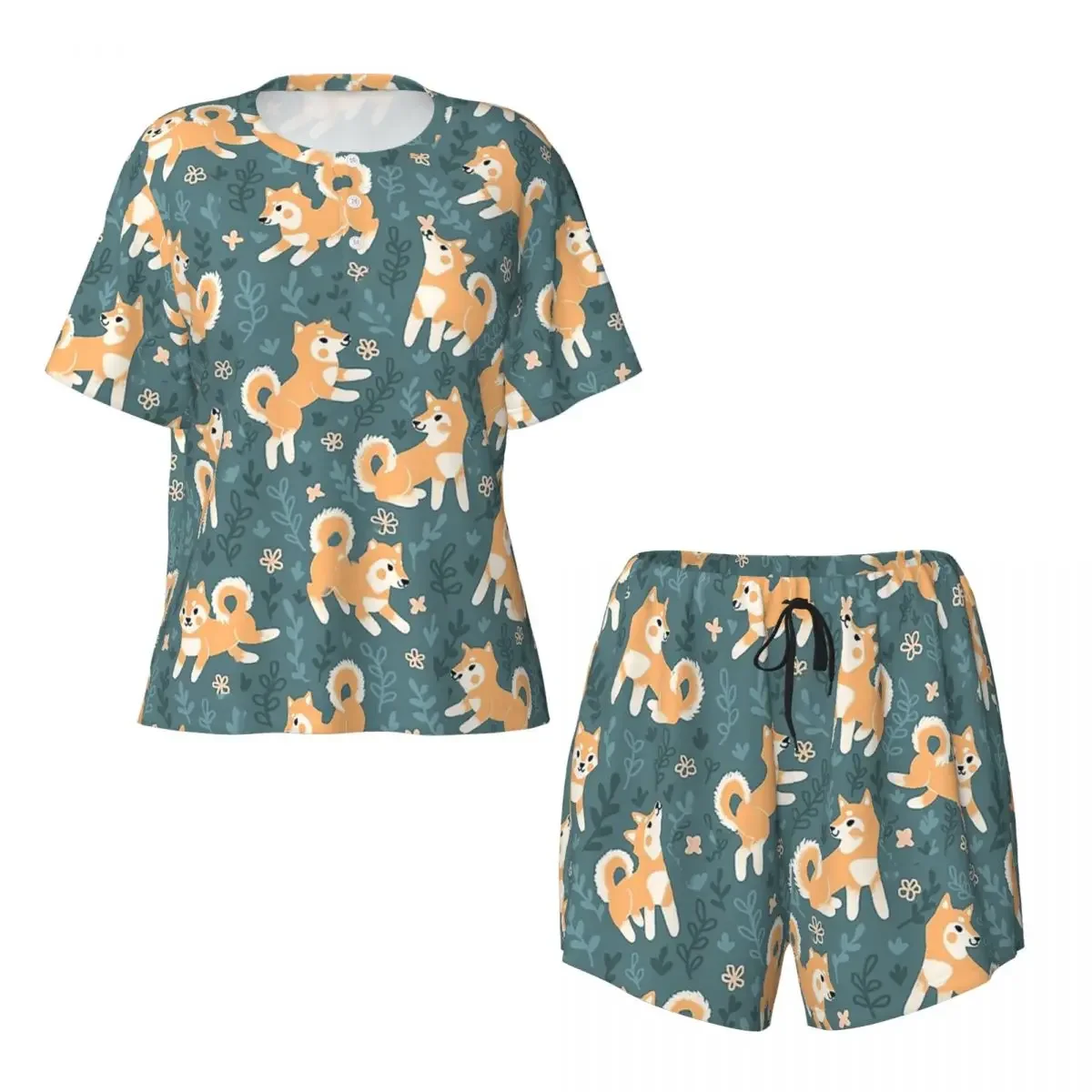 Playful Shiba Inu Pattern Round Neck Short Sleeves Nightdress for Sleeping Sleepshirts Women Loose Pajama Set Short Pants
Playful Shiba Inu Pattern Round Neck Short Sleeves Nightdress for Sleeping Sleepshirts Women Loose Pajama Set Short Pants