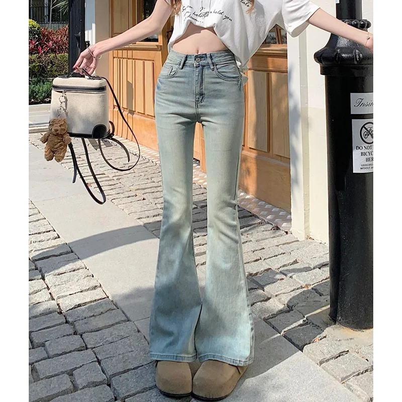 Women Light Color Thin Flared Jeans Girls Classic Korean Straight Leg Denim Pants Lady Fashion Casual High Waist Trousers
Women Light Color Thin Flared Jeans Girls Classic Korean Straight Leg Denim Pants Lady Fashion Casual High Waist Trousers