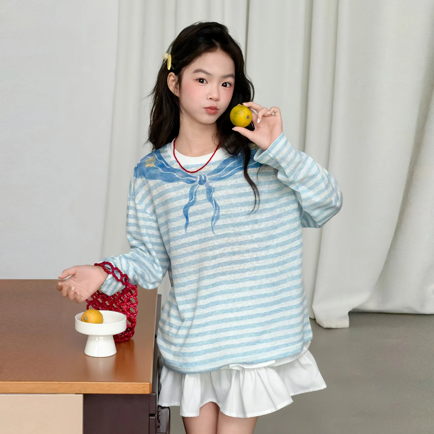 Summer children's clothing Girl's sunscreen T-shirt striped thin T-shirt imitation navy collar long sleeved sun blocking Top 12T
Summer children's clothing Girl's sunscreen T-shirt striped thin T-shirt imitation navy collar long sleeved sun blocking Top 12T