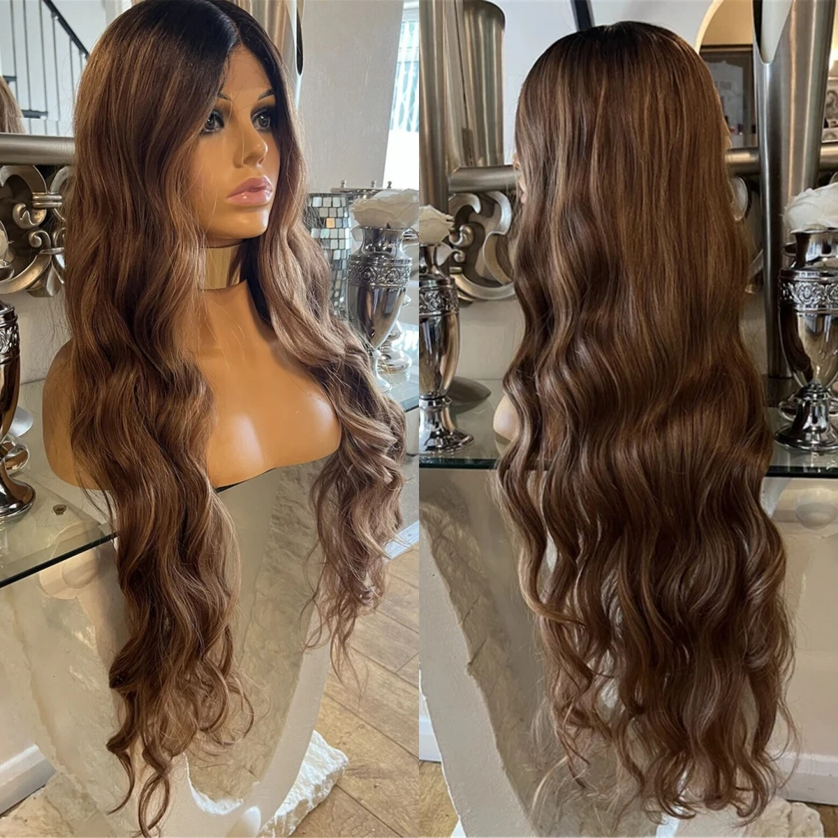 Высококачественный синтетический парик для женщин, 28 дюймов, цвет омбре шоколадно-коричневый, с натуральной текстурой волос, 13*4 HD, невидимый, с глубокими волнами, на кружевной основе, легко надевается.
Высококачественный синтетический парик для женщин, 28 дюймов, цвет омбре шоколадно-коричневый, с натуральной текстурой волос, 13*4 HD, невидимый, с глубокими волнами, на кружевной основе, легко надевается.