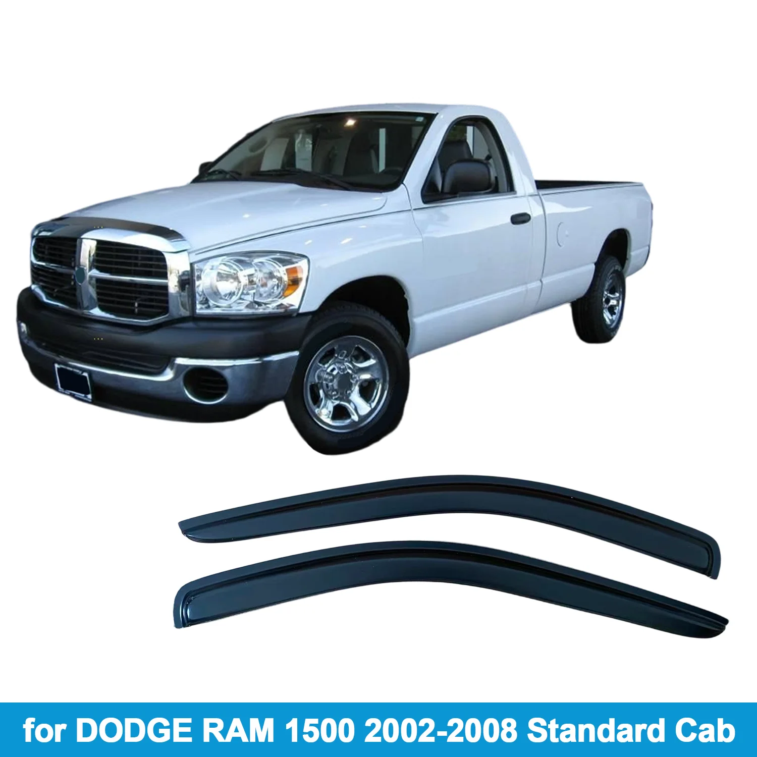 Дефлекторы окон для DODGE RAM 1500 2002-2008 Standard Cab, защита от дождя, боковые вентиляционные дефлекторы, внешние, на клейкой ленте
Дефлекторы окон для DODGE RAM 1500 2002-2008 Standard Cab, защита от дождя, боковые вентиляционные дефлекторы, внешние, на клейкой ленте