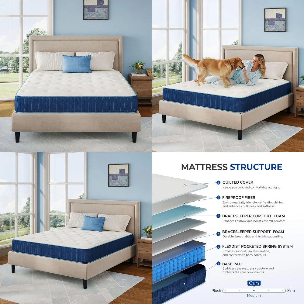 Full Size Mattress, 10 Inch Hybrid Full Mattress Bed in a Box, Medium Firm, Individually Wrapped Spring, Fiberglass Free, Press
Full Size Mattress, 10 Inch Hybrid Full Mattress Bed in a Box, Medium Firm, Individually Wrapped Spring, Fiberglass Free, Press