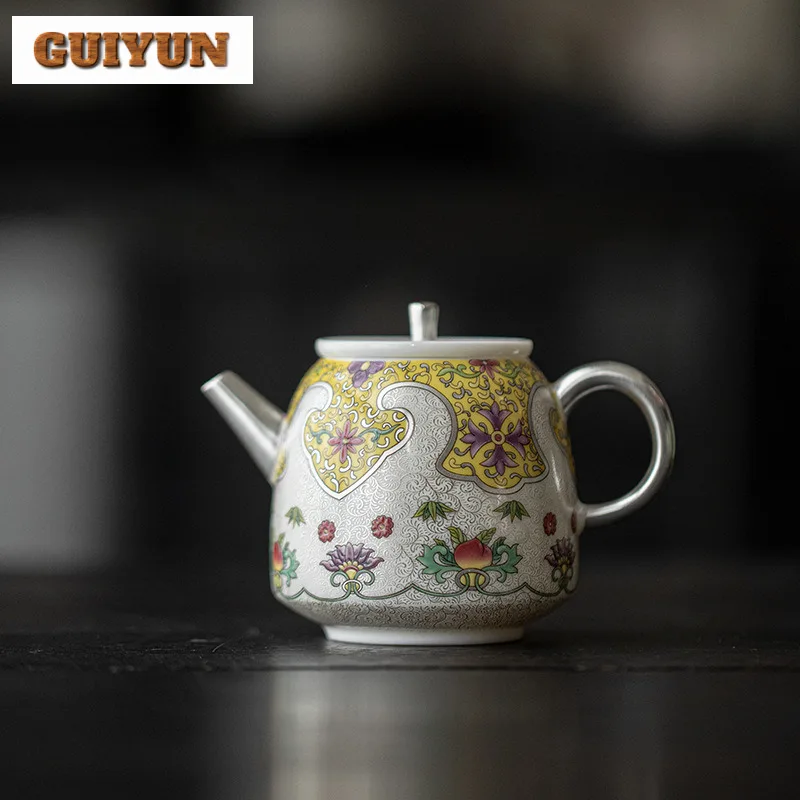 150ML 999 Gilt Silver Ruyi Teapot Japanese Tea Infuser Pot Tea Maker Kettle With Strainer Chinese Tea Set Ornaments Supplies
150ML 999 Gilt Silver Ruyi Teapot Japanese Tea Infuser Pot Tea Maker Kettle With Strainer Chinese Tea Set Ornaments Supplies