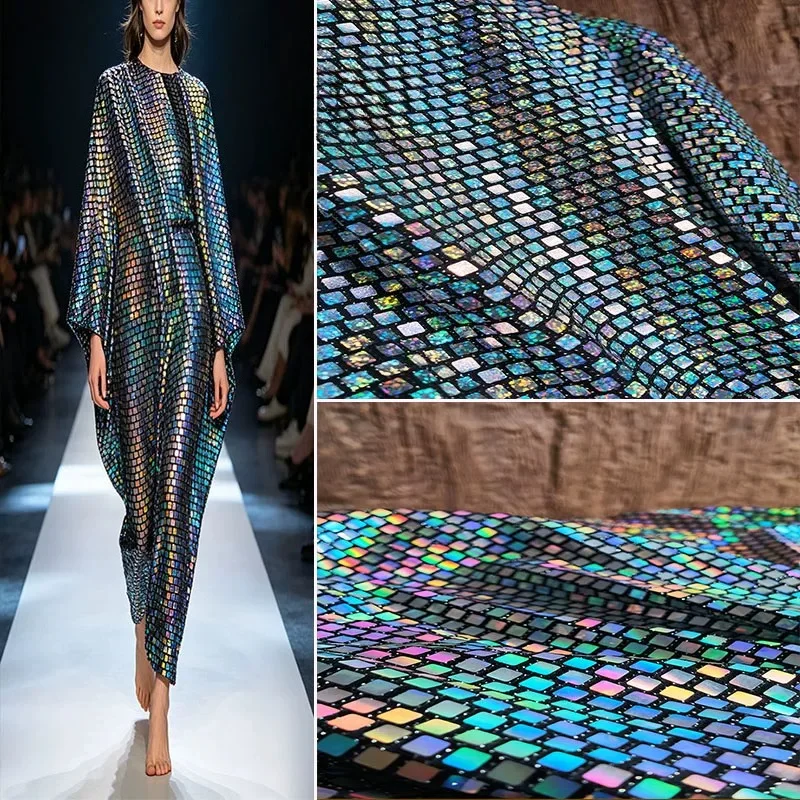 Laser Rainbow Gradient Square Grid Stretch Knit Fabric Sold By Meter DIY Cloth for Dance Dress Evening Gown Sewing Material
Laser Rainbow Gradient Square Grid Stretch Knit Fabric Sold By Meter DIY Cloth for Dance Dress Evening Gown Sewing Material