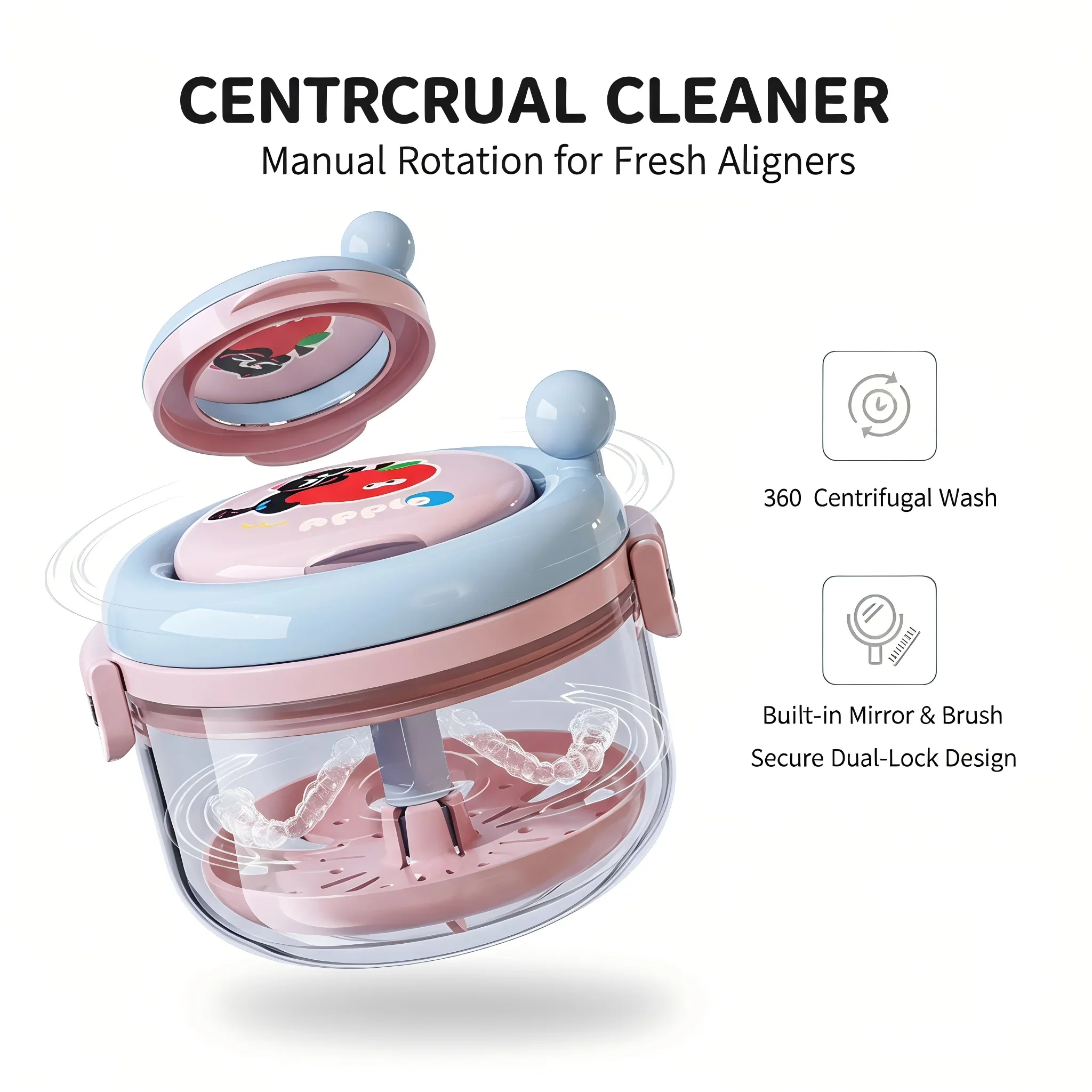 Manual Centrifugal Invisible Aligner Cleaner Box 360 Spin Wash Retainer Denture Bath Case Built-in Mirror Brush Dual Lock Leakpr
Manual Centrifugal Invisible Aligner Cleaner Box 360 Spin Wash Retainer Denture Bath Case Built-in Mirror Brush Dual Lock Leakpr