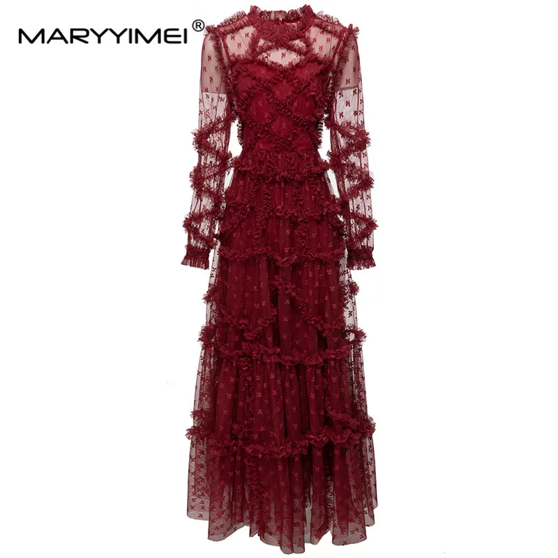 MARYYIMEI Autumn Fashion Designer Women's Mesh Edible Tree Fungus dress Long sleeved Slim Elegant Party Holiday Maxi Dresses
MARYYIMEI Autumn Fashion Designer Women's Mesh Edible Tree Fungus dress Long sleeved Slim Elegant Party Holiday Maxi Dresses