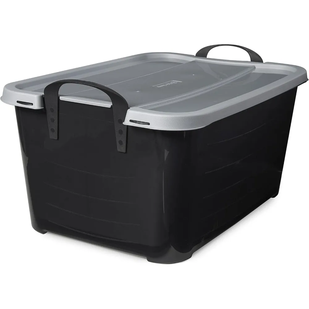24-Pack Stackable Plastic Storage Bins w/Handles & Snapping Lids, 55 Qt., Black
24-Pack Stackable Plastic Storage Bins w/Handles & Snapping Lids, 55 Qt., Black