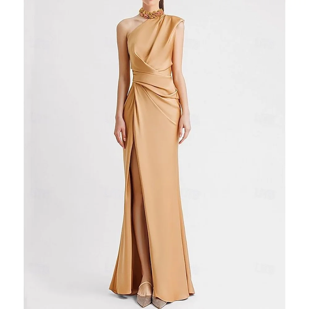 One Shoulder Sleeveless Waist Unique Pleasted Design Mermaid Women Evening Gown Side Split Dinner Party Dress
One Shoulder Sleeveless Waist Unique Pleasted Design Mermaid Women Evening Gown Side Split Dinner Party Dress