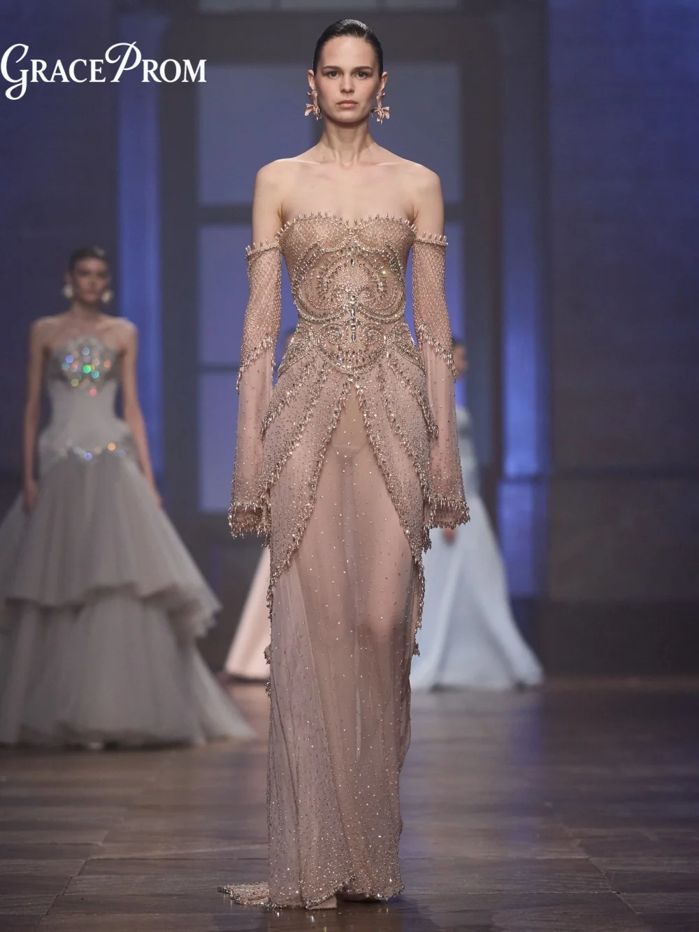 Romantic Strapless Off Shoulder Fringe Trim Beaded Evening Gown Mesh Party Dress Wedding Guests فساتين سهرة Formal Prom Dress
Romantic Strapless Off Shoulder Fringe Trim Beaded Evening Gown Mesh Party Dress Wedding Guests فساتين سهرة Formal Prom Dress
