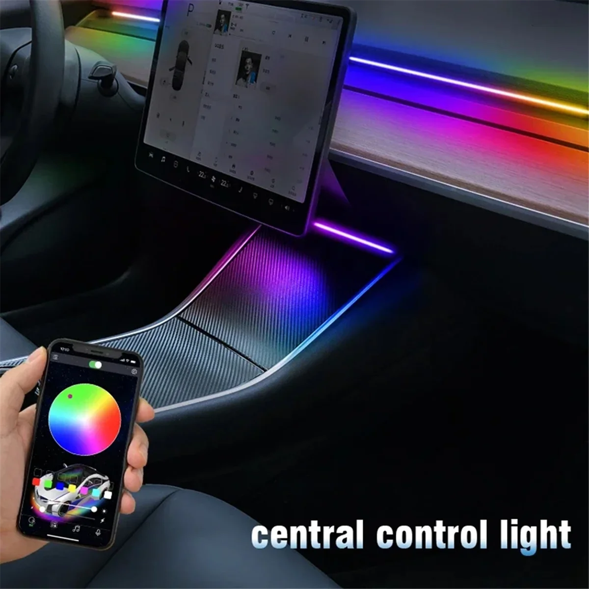 For Tesla Model 3 Y Car Interior RGB Neon Light LED Strip Center Console Dashboard Wireless Charging Ambient Lamp(B)HUG
For Tesla Model 3 Y Car Interior RGB Neon Light LED Strip Center Console Dashboard Wireless Charging Ambient Lamp(B)HUG