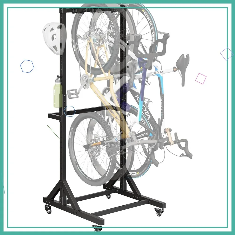 Freestanding Bike Storage Rack for 3 Bikes, Heavy Duty 210LBS Vertical Stand with Hooks, Indoor/Outdoor Use with Locking Casters
Freestanding Bike Storage Rack for 3 Bikes, Heavy Duty 210LBS Vertical Stand with Hooks, Indoor/Outdoor Use with Locking Casters