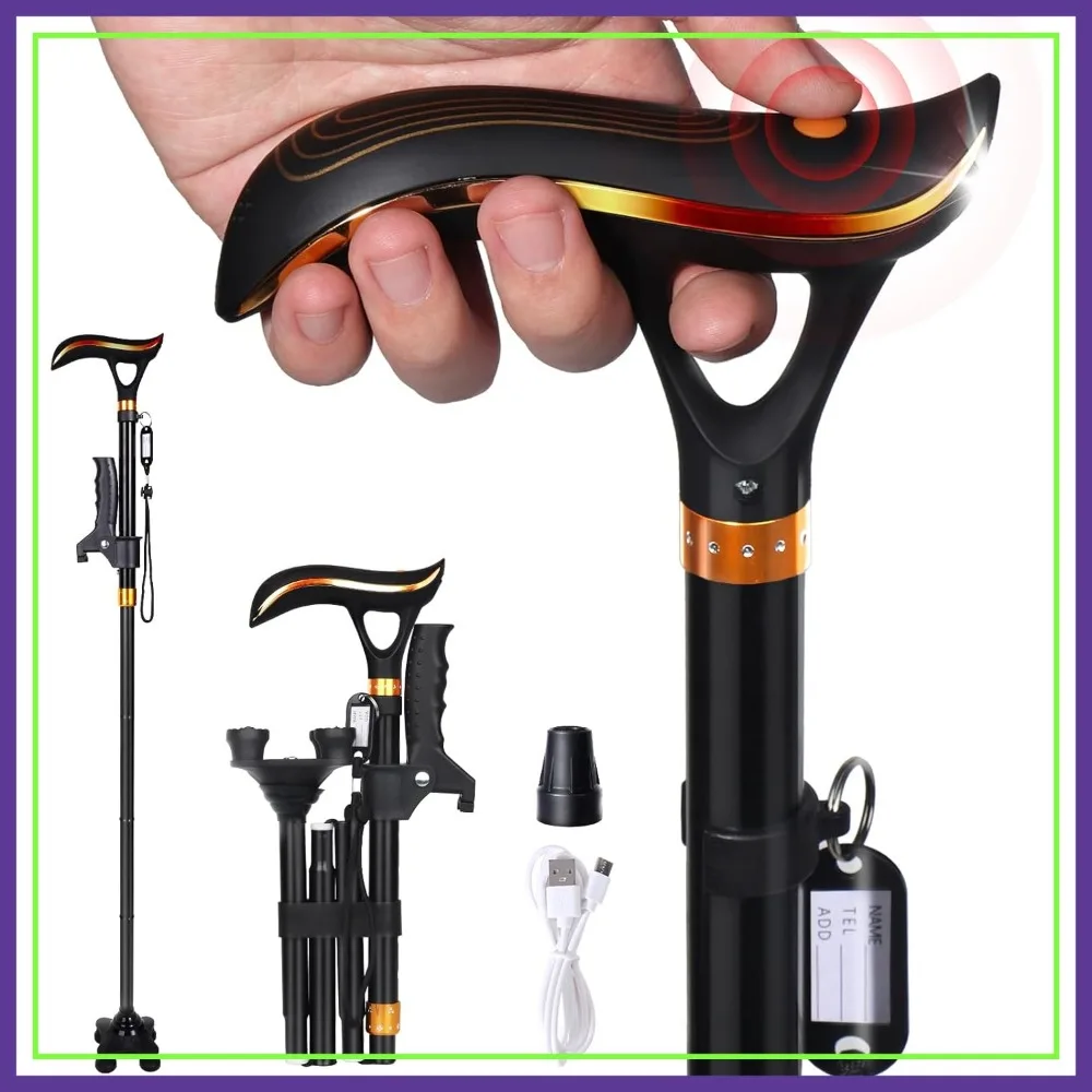 Foldable Walking Cane with LED Light, Shock-Absorbing Base, Ergonomic Handle for Men Women
Foldable Walking Cane with LED Light, Shock-Absorbing Base, Ergonomic Handle for Men Women