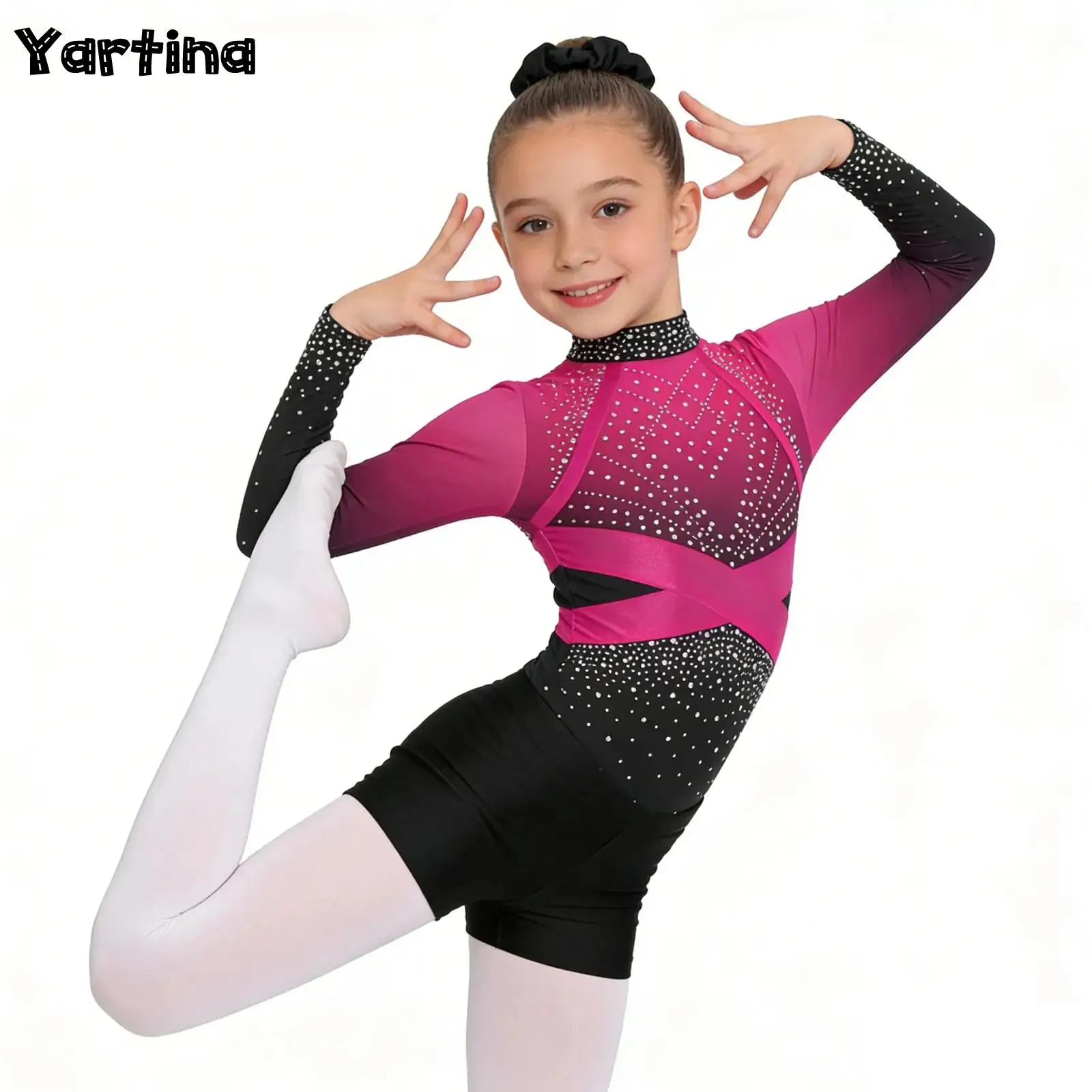 Kids Girls Gymnastics Ballet Dance Outfits Figure Skating Performance Costume Shiny Rhinestone Leotard with Shorts And Hairband
Kids Girls Gymnastics Ballet Dance Outfits Figure Skating Performance Costume Shiny Rhinestone Leotard with Shorts And Hairband