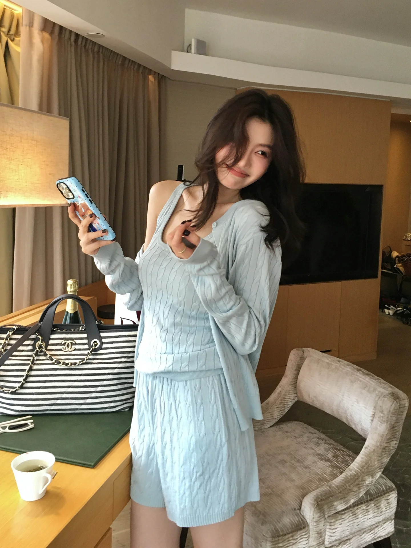 Knitted Open Cardigan Vest And orts Tee-Piece Set for Women Casual Home Wear Summer Spring Seasonal Collection
Knitted Open Cardigan Vest And orts Tee-Piece Set for Women Casual Home Wear Summer Spring Seasonal Collection