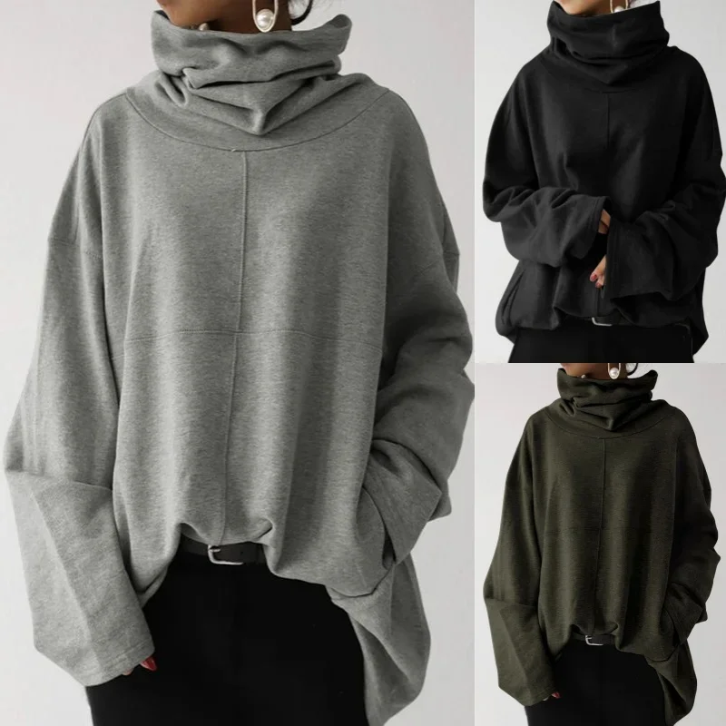 Turtleneck Long Sleeve Pullover Tops Women Autumn Winter Solid Pocket Loose Hoodies Streetwear Fashion Female Sweatshirt
Turtleneck Long Sleeve Pullover Tops Women Autumn Winter Solid Pocket Loose Hoodies Streetwear Fashion Female Sweatshirt