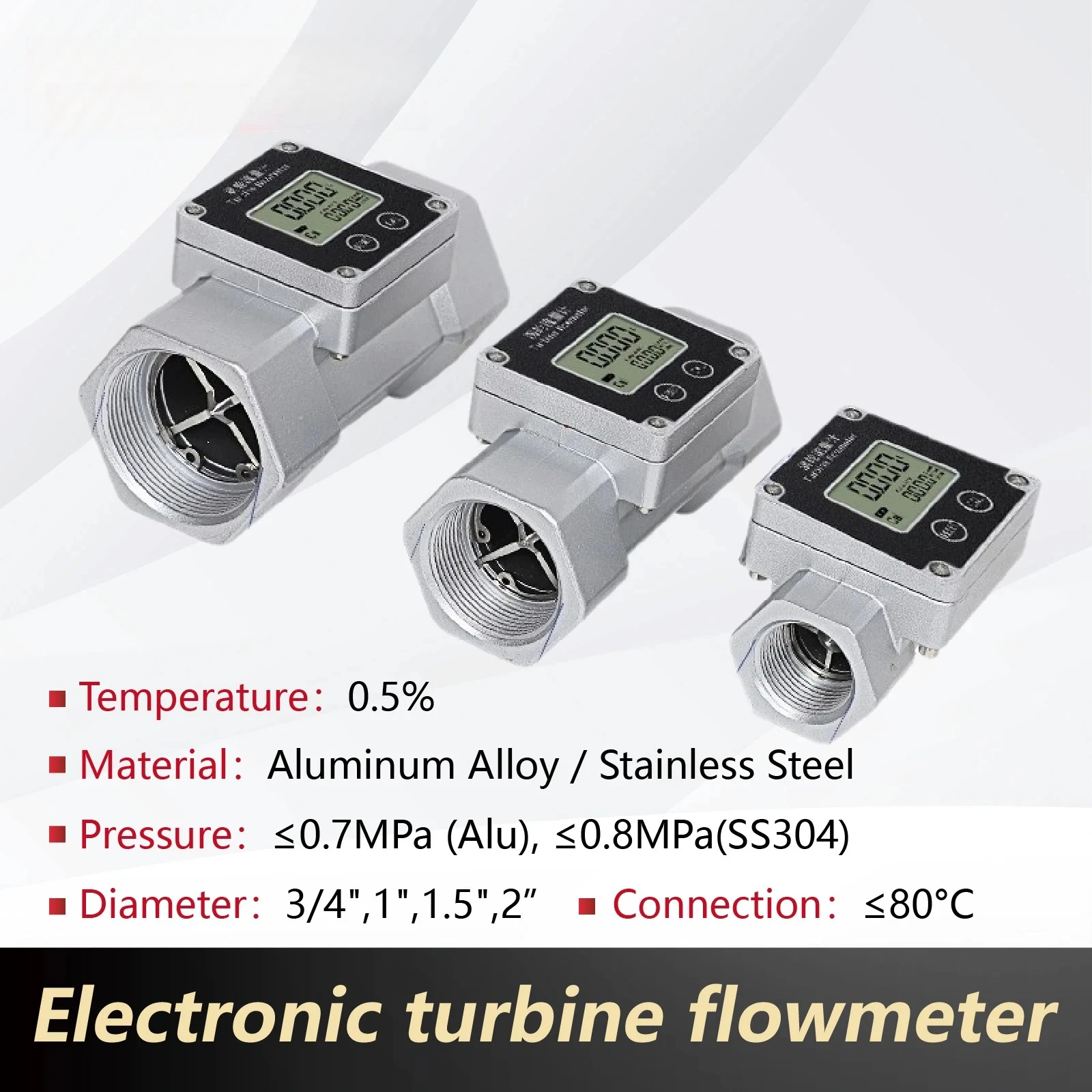 Digital Turbine Flow Meter Stainless Steel 1 1.5 2 Inch Electronic Water Urea Flowmeter with LCD Display Totalizer
Digital Turbine Flow Meter Stainless Steel 1 1.5 2 Inch Electronic Water Urea Flowmeter with LCD Display Totalizer