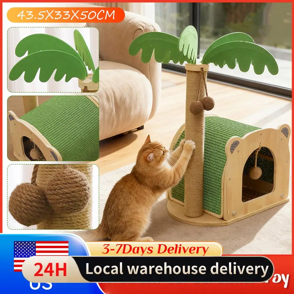 Деревянная когтеточка-башня для кошек в форме кокосовой пальмы с подвесными шариками, натуральная сизалевая когтеточка для котят и взрослых кошек, для использования в помещении
Деревянная когтеточка-башня для кошек в форме кокосовой пальмы с подвесными шариками, натуральная сизалевая когтеточка для котят и взрослых кошек, для использования в помещении