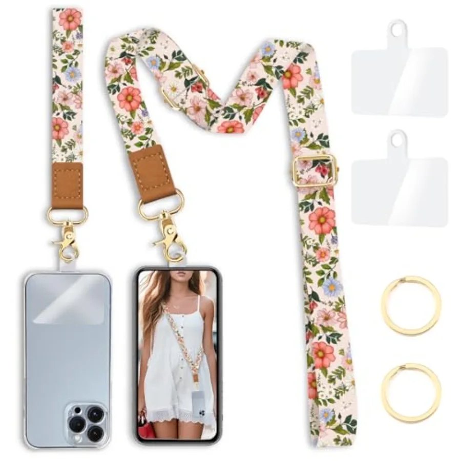 Phone Lanyard Crossbody Strap, Floral Cell Phone Lanyards for around the Neck Wristlet Wrist Strap Adjustable for Keys Case Acc
Phone Lanyard Crossbody Strap, Floral Cell Phone Lanyards for around the Neck Wristlet Wrist Strap Adjustable for Keys Case Acc