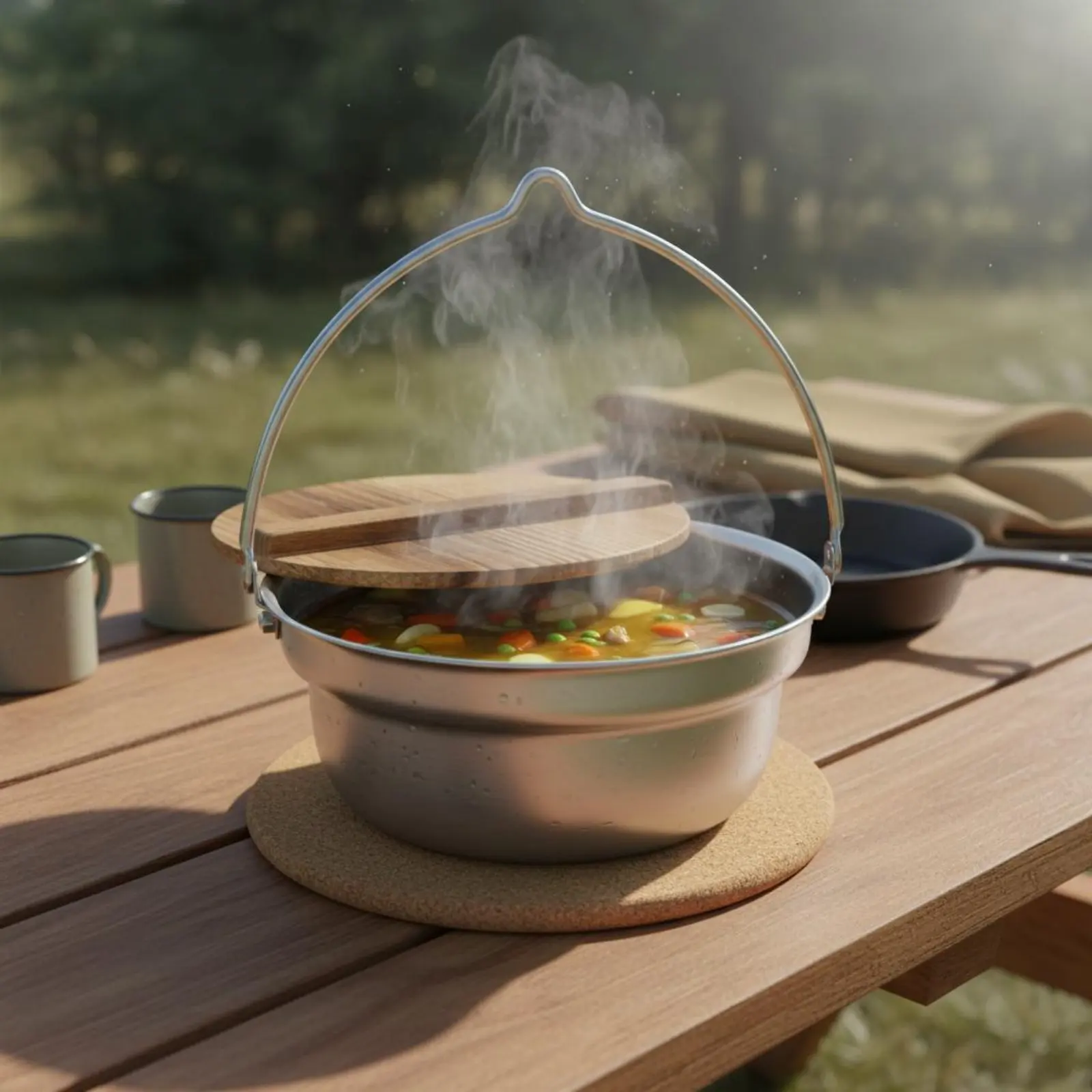 Stainless Steel Camping Pot Portable Suspended Camp Pot Stainless Steel Camp Kettle Easy to Clean Outdoor Cookware for Campers
Stainless Steel Camping Pot Portable Suspended Camp Pot Stainless Steel Camp Kettle Easy to Clean Outdoor Cookware for Campers