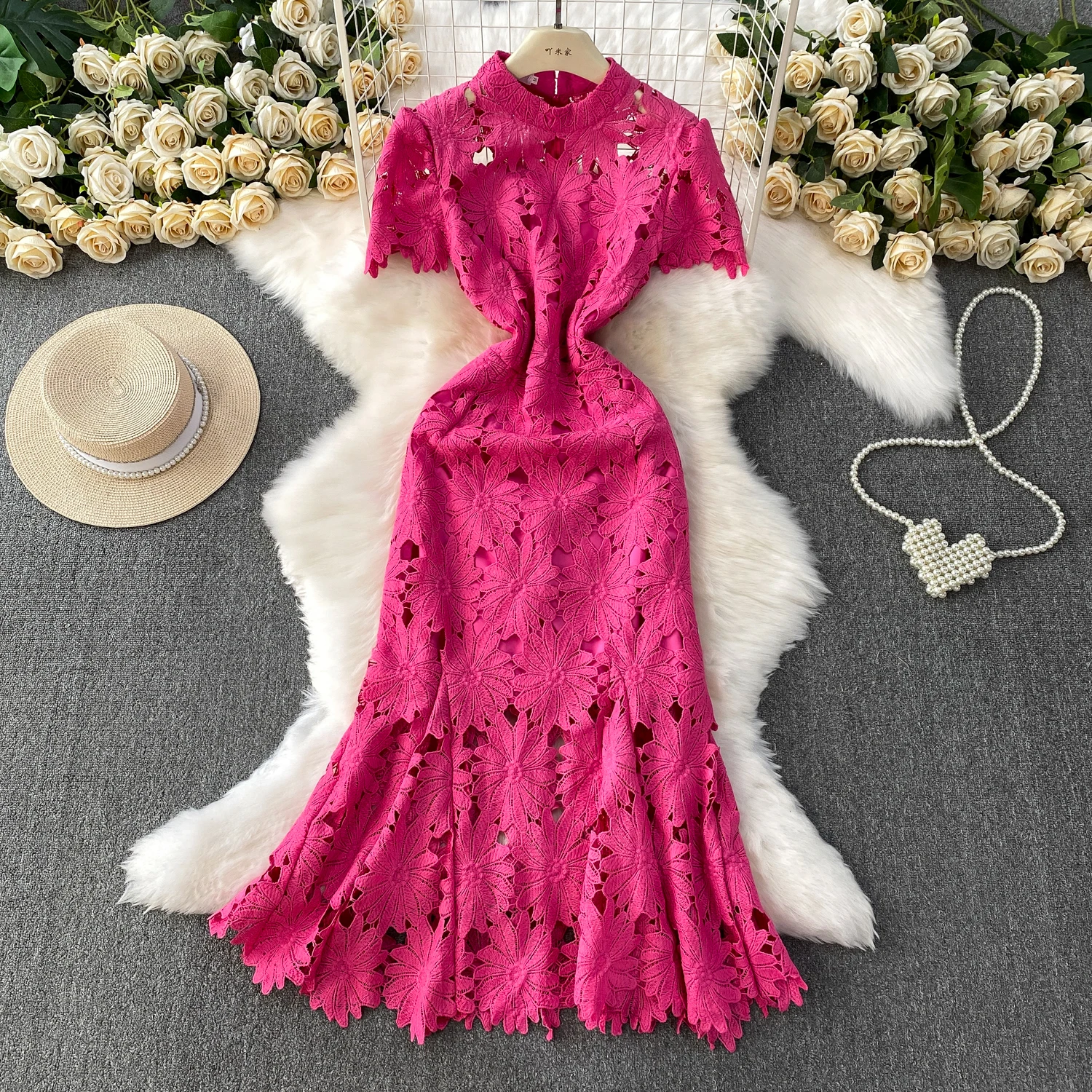 Vintage sexy hollow out lace Dress Chic Summer Beach fairycore Vestidos Vacation women clothing
Vintage sexy hollow out lace Dress Chic Summer Beach fairycore Vestidos Vacation women clothing