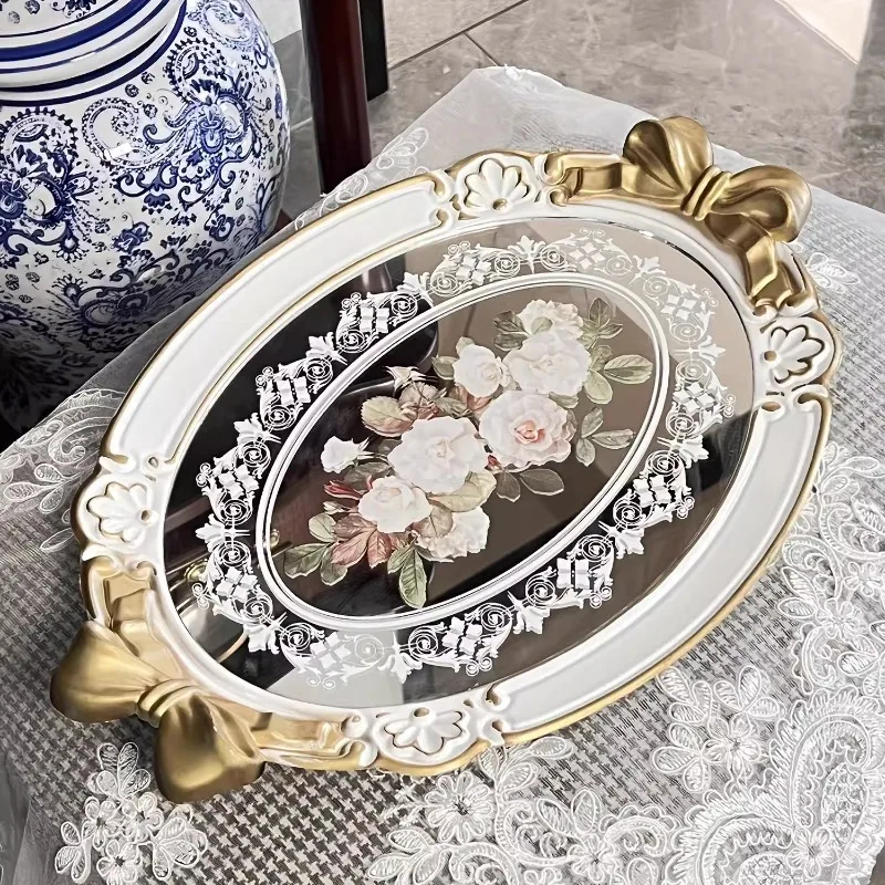 Vintage Gilded Vanity Tray Luxury Cosmetic Organizer with Floral Bow Mirror Antique Gold Storage for Skincare & Bathroom Decor
Vintage Gilded Vanity Tray Luxury Cosmetic Organizer with Floral Bow Mirror Antique Gold Storage for Skincare & Bathroom Decor