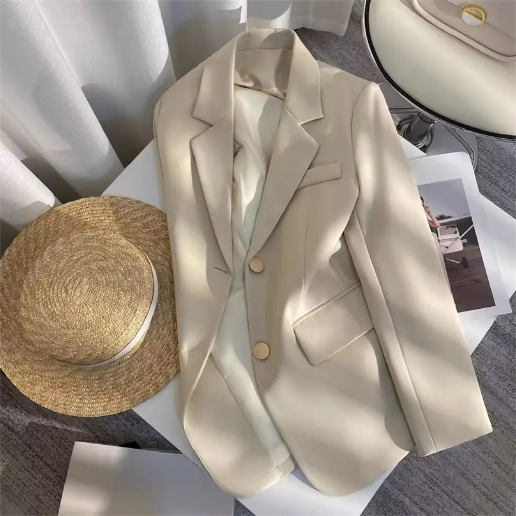 Women's Small Blazer Trendy Ivory White Suit Jacket Unique Design Commuter Style for Spring 
Women's Small Blazer Trendy Ivory White Suit Jacket Unique Design Commuter Style for Spring