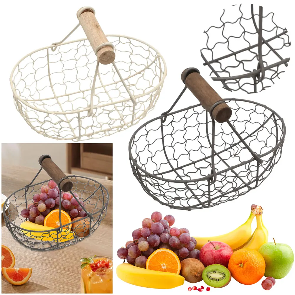 Iron Fruit Basket with Wooden Handle Snack Fruit Plate Storing Food Photography Props Bread Basket for Home Kitchen Living Room
Iron Fruit Basket with Wooden Handle Snack Fruit Plate Storing Food Photography Props Bread Basket for Home Kitchen Living Room