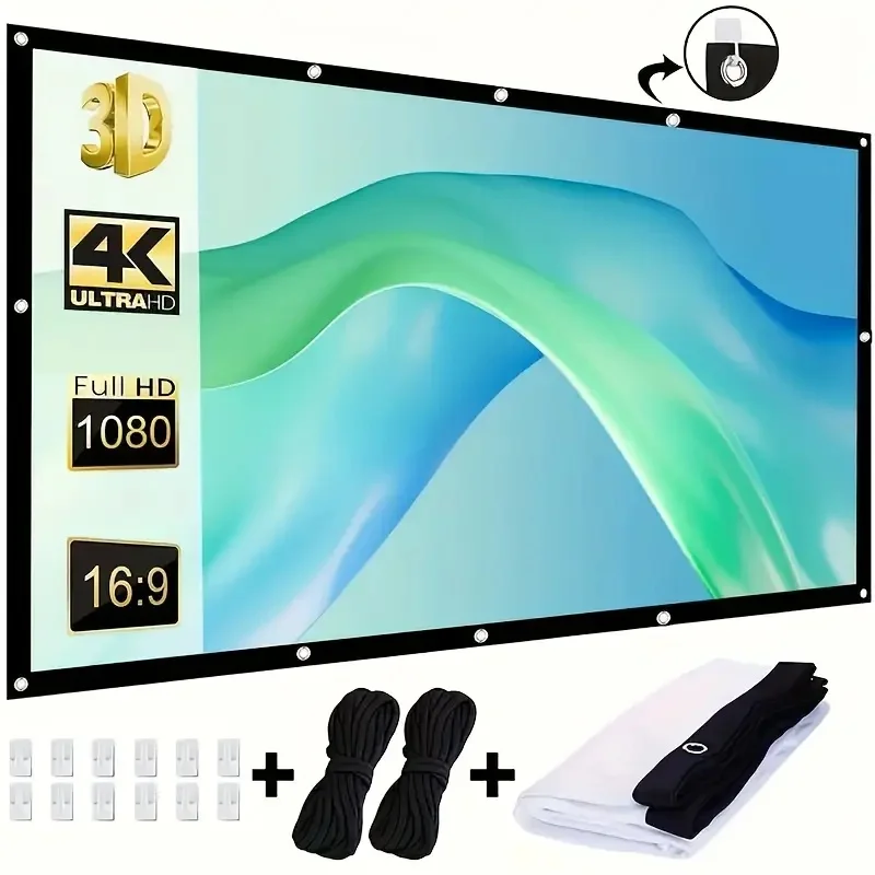 Projector screen 16:9 indoor/outdoor used for theater/office backyard party theater screen 100/120inch Projector screen
Projector screen 16:9 indoor/outdoor used for theater/office backyard party theater screen 100/120inch Projector screen
