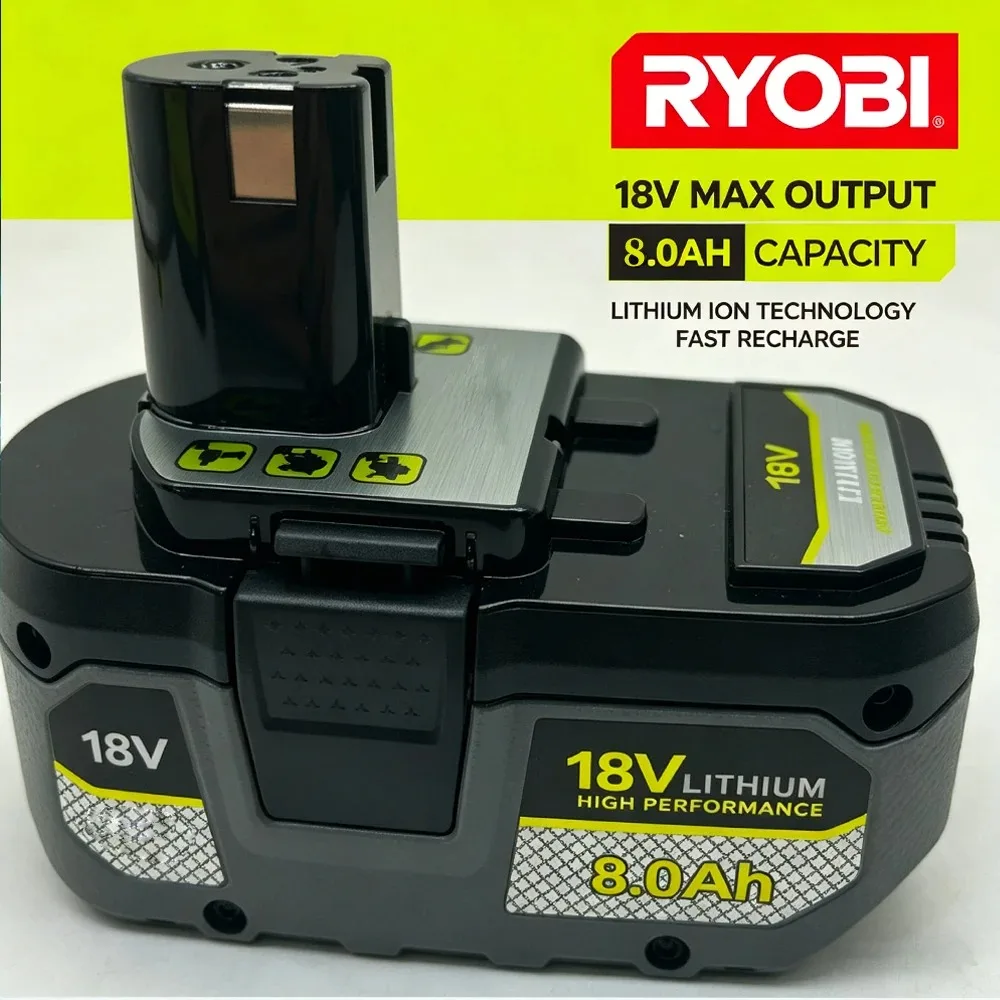 Lithium-Ion Powerhouse | 18V 8.0Ah Battery for All Ryobi ONE+ Tools
Lithium-Ion Powerhouse | 18V 8.0Ah Battery for All Ryobi ONE+ Tools