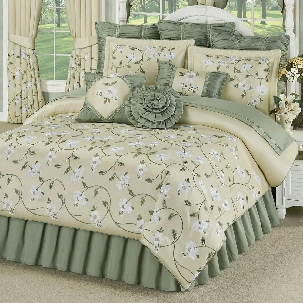 Luxurious Garden Walk Bedding | Sophisticated Polyester aux Silk Quilted Magnolia lower Embroidery | Vanilla Cream Sage | 4 Piec
Luxurious Garden Walk Bedding | Sophisticated Polyester aux Silk Quilted Magnolia lower Embroidery | Vanilla Cream Sage | 4 Piec