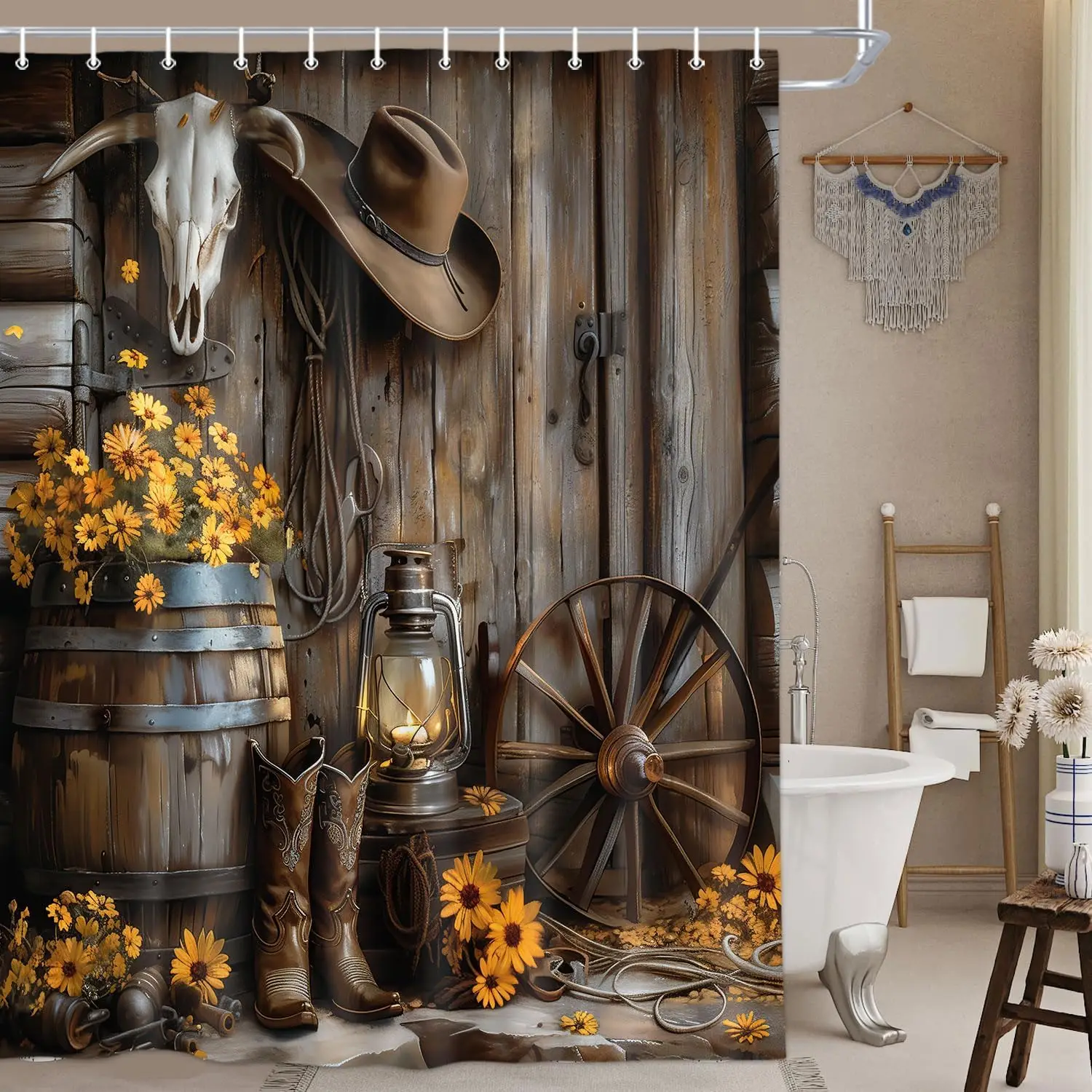 Rustic Western Farmhouse Shower Curtain Polyester Waterproof Wild West Cabin Theme Bathroom Decor Saloon Wagon Wheel Art
Rustic Western Farmhouse Shower Curtain Polyester Waterproof Wild West Cabin Theme Bathroom Decor Saloon Wagon Wheel Art