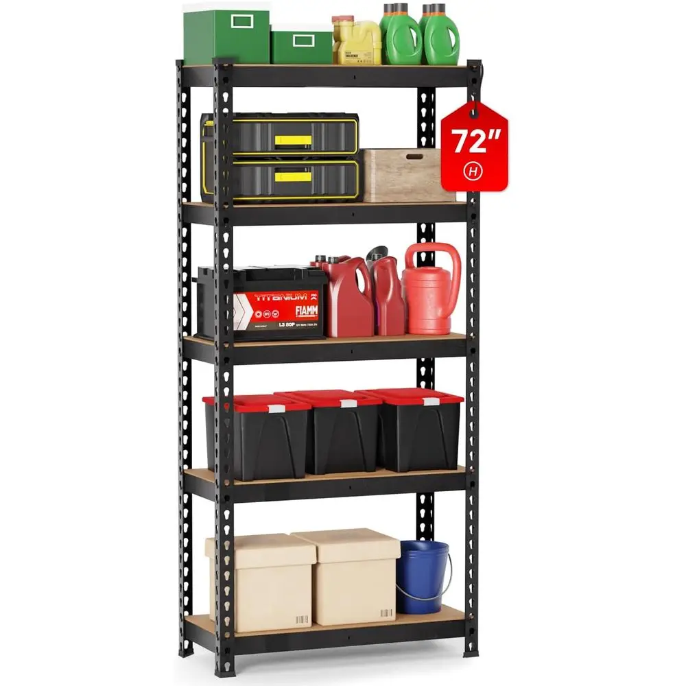 16 D x 36 W x 72 H 5-Tier Heavy-Duty Metal Garage Storage Shelves with Adjustable Height and MD Boards
16 D x 36 W x 72 H 5-Tier Heavy-Duty Metal Garage Storage Shelves with Adjustable Height and MD Boards