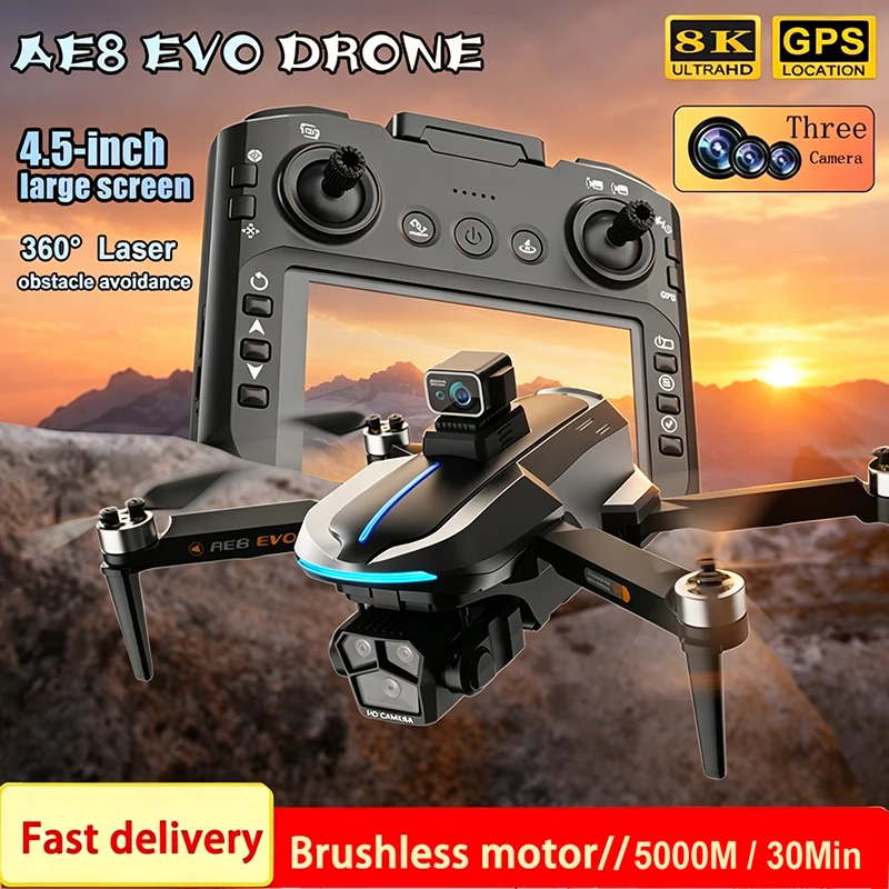 AE8 EVO GPS Drone 4K Professional HD Dual Camera 5G Wifi Photography Brushless Foldable Quadcopter RC Screen Control Drones Toys
AE8 EVO GPS Drone 4K Professional HD Dual Camera 5G Wifi Photography Brushless Foldable Quadcopter RC Screen Control Drones Toys