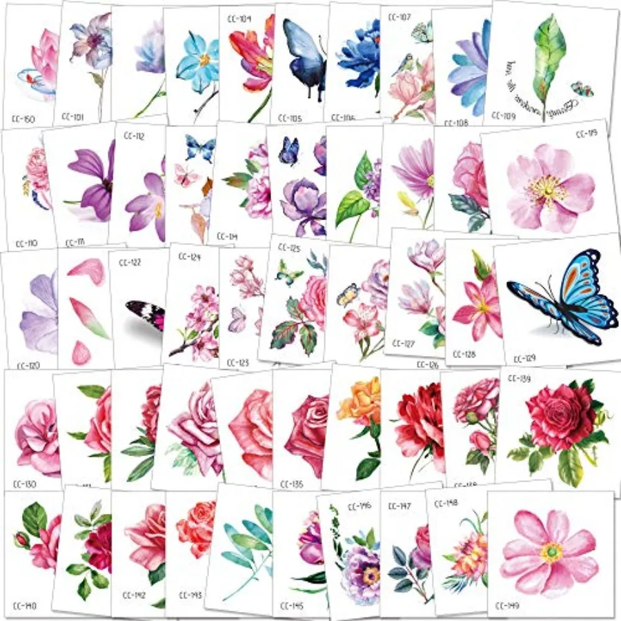 50Sheet Flower Temporary Tattoos for Women Teens Girls, Tiny Temporary Tattoo Adult Waterproof Body Art Sticker Hand Neck Wrist
50Sheet Flower Temporary Tattoos for Women Teens Girls, Tiny Temporary Tattoo Adult Waterproof Body Art Sticker Hand Neck Wrist