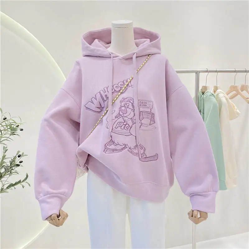Women's Loose Fit Hoodie Sweatshirt Embroidered Cartoon Oversize Spring Summer Casual Comfortable Polyester Cotton Blend
Women's Loose Fit Hoodie Sweatshirt Embroidered Cartoon Oversize Spring Summer Casual Comfortable Polyester Cotton Blend
