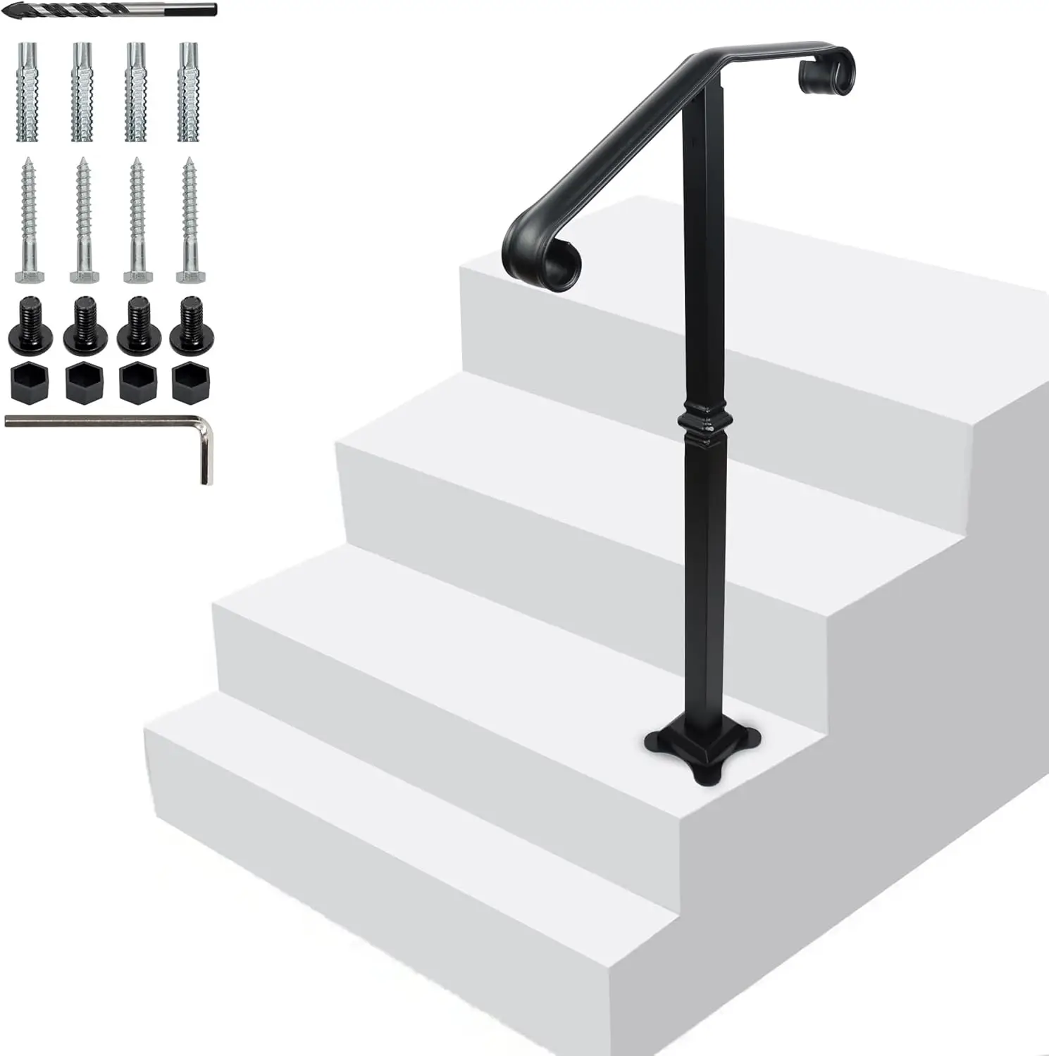 Sturdy Single Post Handrail for Concrete Stairs, Mountable Iron Railing for 1-2 Steps, Grab Rail for Outdoor Porch Steps
Sturdy Single Post Handrail for Concrete Stairs, Mountable Iron Railing for 1-2 Steps, Grab Rail for Outdoor Porch Steps