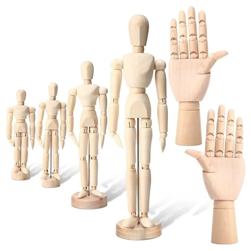 AINY-6Pack Деревянный манекен художника, 4,5/5,5/8/12 дюймов Модель рисунка Деревянная ручная модель 7 дюймов Модель левой и правой руки
AINY-6Pack Деревянный манекен художника, 4,5/5,5/8/12 дюймов Модель рисунка Деревянная ручная модель 7 дюймов Модель левой и правой руки