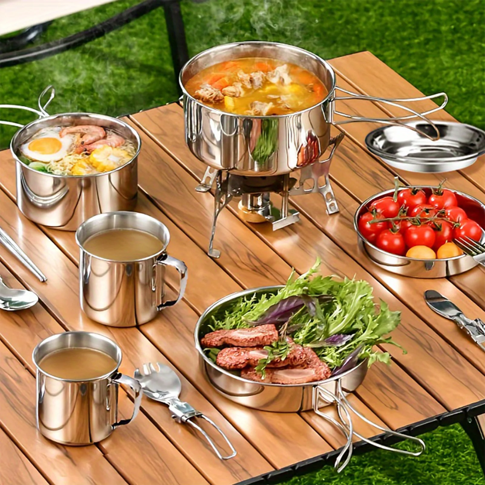 4/6/8pcs Portable Cookware Sets Stainless Steel Bowl And Pot Set For Camping Hiking Wild Survival Picnic BBQ Outdoor Accessories
4/6/8pcs Portable Cookware Sets Stainless Steel Bowl And Pot Set For Camping Hiking Wild Survival Picnic BBQ Outdoor Accessories
