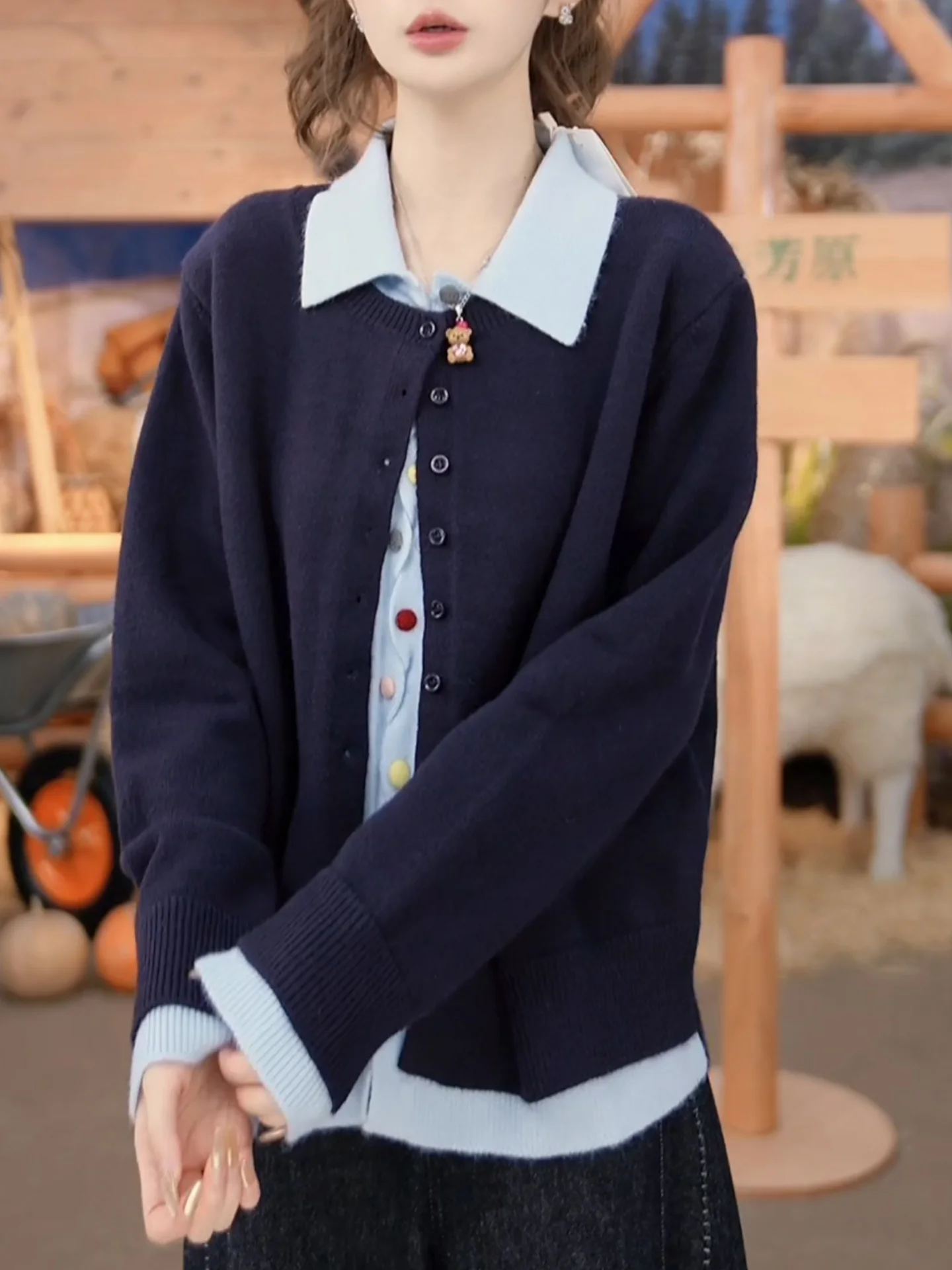 Sweet Preppy Sle plus Size Knitted Open Cardigan Women's Long Sve Deep Blue Versatile Sweater Jaet Korean Loose Fit
Sweet Preppy Sle plus Size Knitted Open Cardigan Women's Long Sve Deep Blue Versatile Sweater Jaet Korean Loose Fit