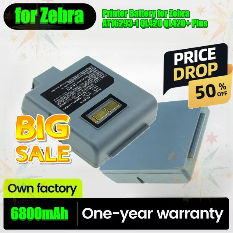 Portable Printer Battery for Zebra AT16293-1 QL420 QL420+ Plus 50.32Wh Replacement Battery High Capacity Color Grey 6800mAh
Portable Printer Battery for Zebra AT16293-1 QL420 QL420+ Plus 50.32Wh Replacement Battery High Capacity Color Grey 6800mAh